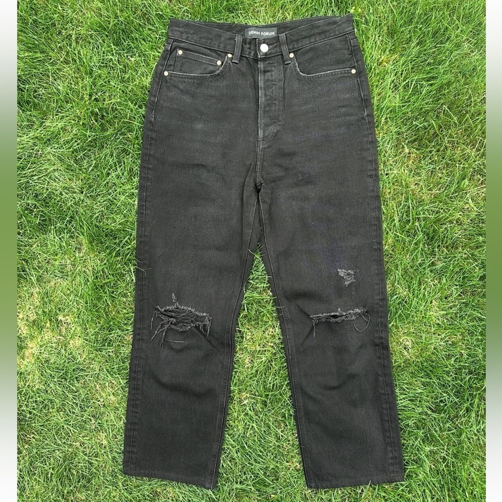 Aritzia Denim Forum “The Bonet High Rise Loose Jean” Black with Knee Rips